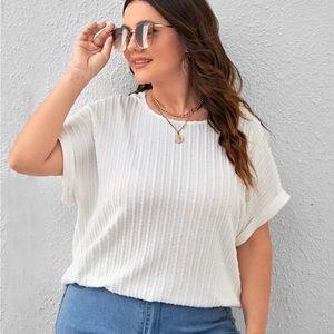 Drop Shoulder Textured Short Sleeve Shirt